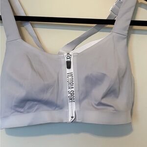 Victoria's Secret Light Gray front zip and closure Sports Bra 34D